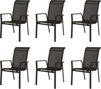 WINDSOR 6x Alu-Stapelsessel Gartensessel anthrazit / schwarz