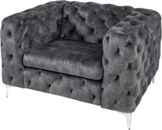 riess-ambiente Chesterfield-Sessel MODERN BAROCK 120cm dunkelgrau · Samt-Sessel mit Federkern-Polsterung (Einzelartikel, 1-St), Chesterfield · Ziersteppung · Rundum-Bezug · Lesesessel · Metallfüße