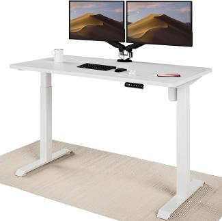 Desktronic Höhenverstellbarer Schreibtisch Elektrisch - Bequem und Schmerzfrei von Zuhause Arbeiten – Schreibtisch Höhenverstellbar Elektrisch (Weißes Gestell + 140x70 Weiße Tischplatte)