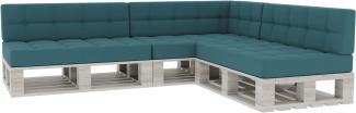 Gutekissen® Palettenkissen Gesteppte Kissen mit Knöpfen, Palettenauflagen Sitzkissen Rückenlehne Gesteppt PFG 3xSet (Sitzkissen 120x80 +Rückenlehne 120x40), Türkis