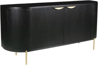 Vente-unique - Sideboard mit 2 Türen - Mangoholz & goldfarbenes Metall - Schwarz - NEVILI von Maison Céphy