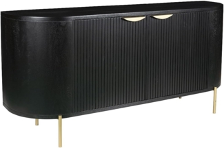 Vente-unique - Sideboard mit 2 Türen - Mangoholz & goldfarbenes Metall - Schwarz - NEVILI von Maison Céphy