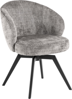 AC Design Furniture Signe Esszimmerstuhl mit Armlehne, Juto Stoff grau, Gestell matt schwarz rau pulverbeschichtet Stahl, Auto rückführung, drehfunktion, Reissverschluss und taschenfedern