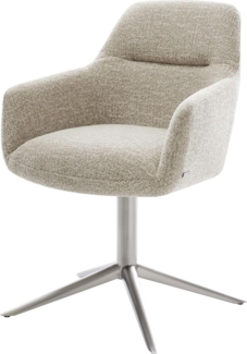 Drehstuhl Pejo-Flex Webstoff Soft Beige Fußkreuz Edelstahl 360° drehbar Wippfunktion Taschenfederkern