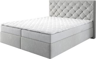 Boxspringbett Dream-Great Mikrofaser Silbergrau 160x200 cm mit Matratze und Topper