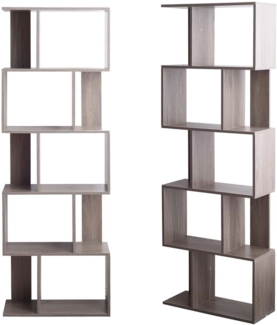 Rebecca Mobili Modernes Bücherregal, Regal Grau Von MDF Holz, Mit 5 Regalen, Büro-Schlafzimmermöbel - Maße: 169 x 60 x 24 cm (HxBxT) - Art. RE6400