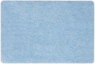 Spirella Badteppich Badematte Duschvorleger Mikrofaser Hochflor | flauschig | rutschhemmend | Gobi | geeignet für Fußbodenheizung | 55x65 cm | Hellblau