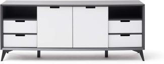 Sideboard Netanja - Grau / Weiß lackiert