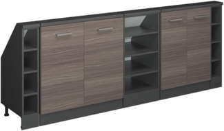 Küchenschrank für Dachschrägen R-Line Edelgrau 215 cm 5er Set Vicco