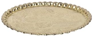 HOME DECO FACTORY, KA0114, Decorative Tray in Gold Metal, elegant and Versatile Design, ideal for Table or Decoration, Diameter 475 cm, Gold Color