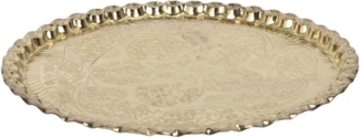 HOME DECO FACTORY, KA0114, Decorative Tray in Gold Metal, elegant and Versatile Design, ideal for Table or Decoration, Diameter 475 cm, Gold Color