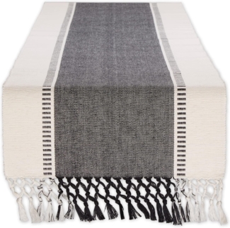 DII Dobby Stripe gewebter Tischläufer, 33x183 cm, Fransen im Lieferumfang enthalten, Schwarz