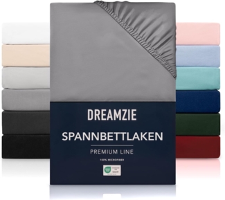 Dreamzie - Spannbettlaken 90x190 | Mikrofaser Weich – Für Dicke Matratzen – Oeko-Tex | Komfort, Atmungsaktivität, Pflegeleicht – Anthrazit