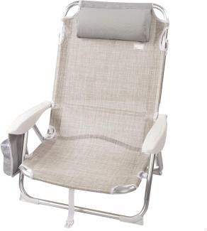 AKTIVE 62623 Strandstuhl mit Kissen, faltbar, 67 x 67 x 76 cm, 4 Positionen, beige, mit Tragegriff, Aluminium + TextiLENE, bunt