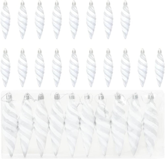 vidaXL Weihnachtliche Spiralenform Kugel 40 pcs Weiß Kunststoff 42018900