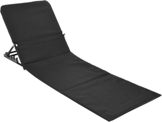 Strandmatte klappbar mit verstellbarer Rückenlehne - schwarz - Liegematte faltbar mit Tragegurt - Strandliege Sonnenliege Gartenliege Sonnenmatte Liegematte für Garten Camping Picknick Reise Urlaub