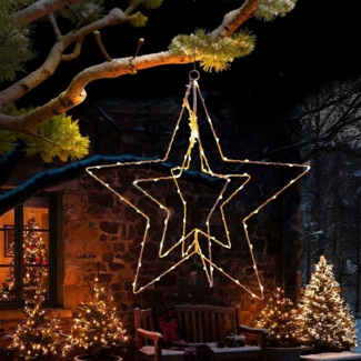 Arnusa LED Stern Leuchtstern Weihnachtsstern zum Aufhängen 45cm mit Timer 90 LED Deko, Ein und Aus, LED, warmweiß, zum Hängen Weihnachtsbeleuchtung warmweiß