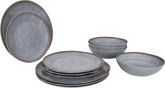 Melamin Geschirr Set 12-teilig braun grau
