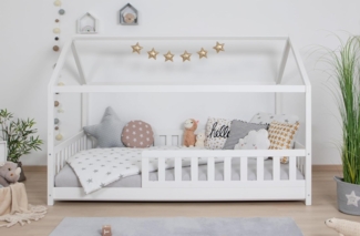 Kinderbett Hausbett "Kay" 120x200 Kiefer massiv weiß