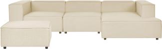 3-Sitzer Ecksofa 'APRIC', Beige, Leinen, mit Ottomane, Links