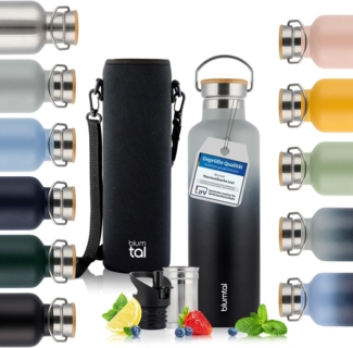 Blumtal Thermoflasche Thermosflasche 1L - doppelwandige Flasche Edelstahl 1L - BPA frei