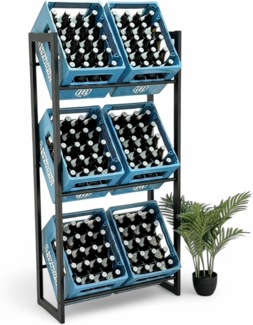 DanDiBo Getränkekistenregal 6 Kisten Schwarz Metall Stehend 96563 Getränkekistenhalter 71 cm Obstkistenständer Flaschenkistenregal