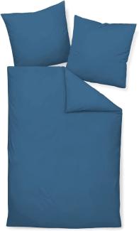 Janine 'Colors' Bettwäsche, Mako-Satin, Baumwolle, 2-tlg., Jeansblau, 135x200/80x80 cm