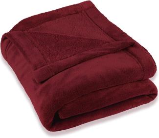 CelinaTex Flauschige Kuscheldecke XXL 220 x 240 cm Bordeaux rot Decke Sofa warm Wohndecke weich Mikrofaser Fleece Oeko-TEX Montreal