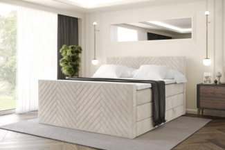 ALTDECOR Boxspringbett VEXA-Z KING (Multipocket-Matratze H4, H3 Matratze Bonellfederung, Topper, Kopfteil), Doppelbett mit Fußteil