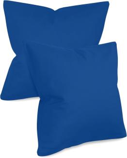 npluseins unifarbene Kissenbezüge im Doppelpack und dezentem Design 1154. 1498, ca. 50 x 50 cm, blau