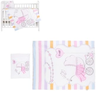 Chipolino Babybettwäsche 3-teilig, Decke 130 x 100 cm, Kissen 45 x 35 cm, Laken pink