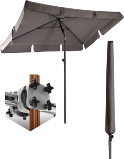 4smile Sonnenschirm Balkon SunnyShade - Sonnenschutz Balkon 3-in-1 SET, Taupe - UPF 50+ Sonnenschirm rechteckig 200x125 cm + Sonnenschirmhalter Balkongeländer SunnyGuy + Sonnenschirmhülle