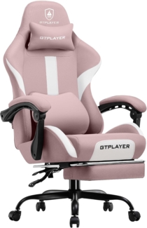 GTPLAYER Gaming-Stuhl Ergonomischer Gaming Sessel Schreibtischstuhl Gamer Stuhl aus Stoff, Federsitzkissen mit Fußstütze