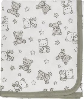 Ti TIN | weiche, saugfähige Babydecke, 80x75 cm | Krabbeldecke aus 100% Baumwolle mit doppellagigen Stoff, Babydecke fürs Auto, Wiege, Kinderwagen, Babyschale, etc,Motiv: Teddy-Bär, Farbe: braun