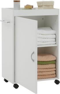 FMD Badezimmerschrank auf Lenkrollen Weiß