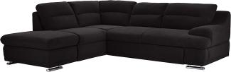 Mivano Ecksofa Coast / Große Sofagarnitur in L-Form mit Ottomane links, 264 x 88 x 217, Mikrofaser: schwarz