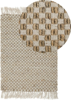 Teppich beige 50x80 cm kariertes Muster Kurzflor zweiseitig ZERDALI