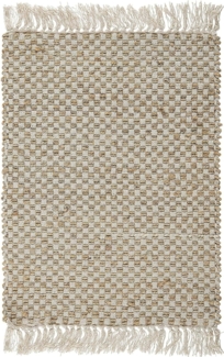 Teppich beige 50x80 cm kariertes Muster Kurzflor zweiseitig ZERDALI