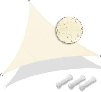 VOUNOT Sonnensegel Dreieckig inkl. Befestigungsseile Wasserdicht, Sonnenschutz Wetterbeständig und UV Schutz, für Balkon Garten Terrasse, 3 x 3 x 3 m, Beige