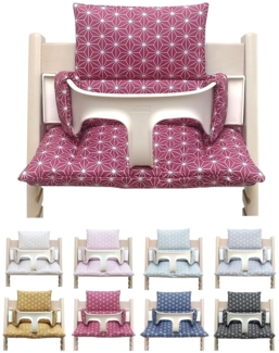 Blausberg Baby, hochwertiges Sitzkissen für Stokke 'Tripp Trapp' Hochstuhl, beschichtet, 2-teilig, Happy Star Cranberry Rot