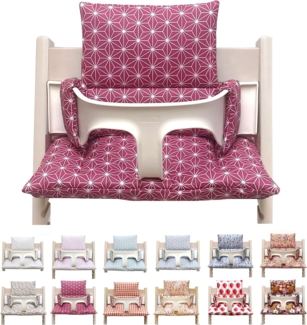 Blausberg Baby, hochwertiges Sitzkissen für Stokke 'Tripp Trapp' Hochstuhl, beschichtet, 2-teilig, Happy Star Cranberry Rot