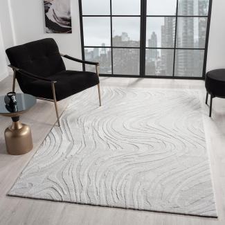 Vimoda Designteppich Teppich Wohnzimmer modern dicht & weich, Rechteckig, Höhe: 11 mm, Einfarbig, Wellenmuster, Läufer, Kurzflor, neues Design, ED Effekt