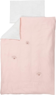 Nattou Bettwäsche-Set mit Wendemotiv aus 100% Polyester, Bettdeckenbezug 180x100 cm, Kissenbezug 40x60 cm, Susie und Bonnie, Rosa/Braun