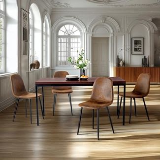 FurnitureR Beistelltisch 120 x 70 x 75 cm | EXTRA-Dicke Platte 3,8 cm | Metallgestell schwarz matt | Eichenoptik Dunkelbraun