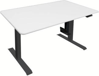 HOME DELUXE Höhenverstellbarer Schreibtisch elektrisch mit PC-Halterung LUMINA - 160 x 80 cm Weiß/Schwarz