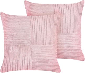 Beliani 'MILLET' Kissen, 2er Set, Cord Polyester rosa, 43x43 cm