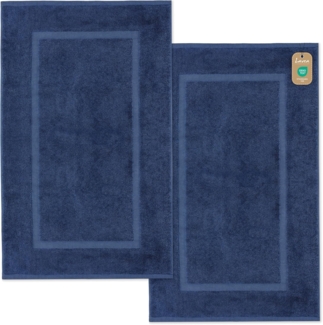 Lavea 2er Set Badematte 50x80 cm – rutschfeste, Waschbare Badematten aus 100% Baumwolle, Frottierserie Elena – Saugstark, Strapazierfähig und Zeitlos – Ideal für Badezimmer, Dusche - Navy