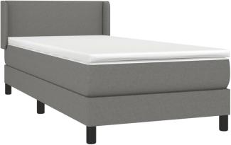 vidaXL Boxspringbett mit Matratze Dunkelgrau 100x200 cm Stoff 3129530