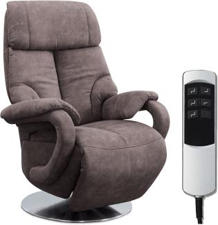 CAVADORE TV-Sessel Istanbul / Fernsehsessel mit elektrisch verstellbarer Relaxfunktion / 2 E-Motoren / 80 x 115 x 79 / Lederoptik: Grau