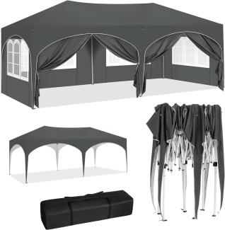 WOLTU Pavillon, Faltpavillon 3x6 m, mit 6 Seitenwänden, Partyzelt wasserabweisend UV-Schutz 50+, höhenverstellbarer Gartenpavillon, mit Tragetasche, für Outdoor Garten Camping Grau